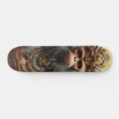 Skateboard Rey Mono Chino con Mirada Seria Decisiva (Horz)