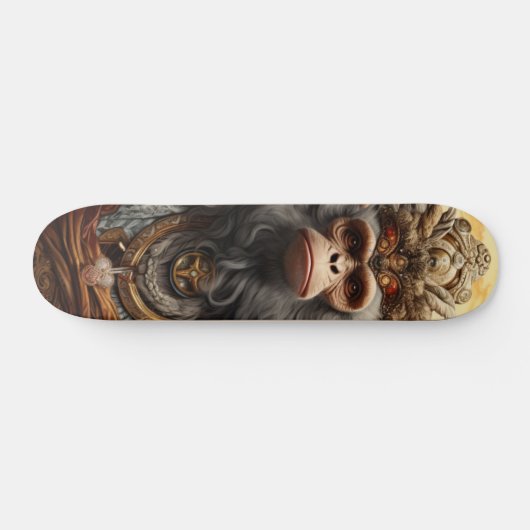 Skateboard Rey Mono Chino con Mirada Seria Decisiva (Horz)