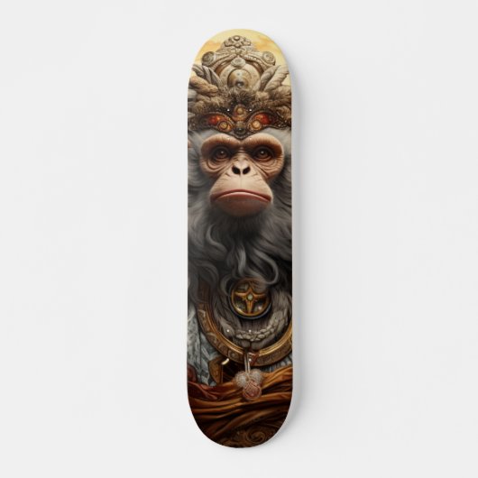 Skateboard Rey Mono Chino con Mirada Seria Decisiva (Devant)