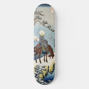 Skateboard Rider dans la neige Hokusai hiver japonais ukiyo-e