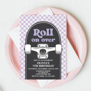 Skateboard Roll op Verjaardag Uitnodiging