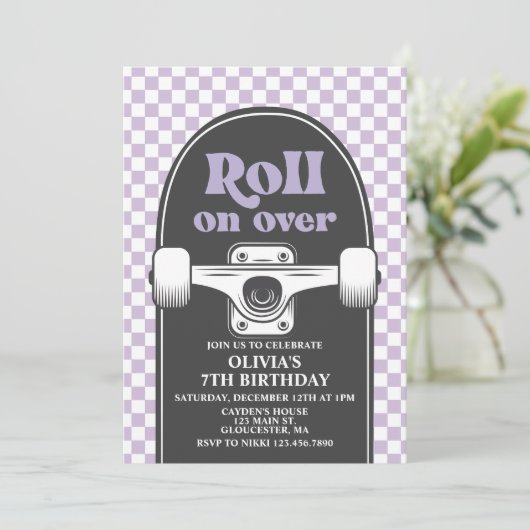 Skateboard Roll sur Anniversaire Invitation (Debout devant)