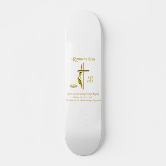 Skateboard Romains 8:28 Marchandise chrétienne (Devant)