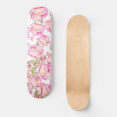 Skateboard Romantic white pink yellow summer rose floral (Recto)
