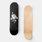 Skateboard Rose blanche en noir (Recto)