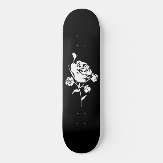 Skateboard Rose blanche en noir (Recto)