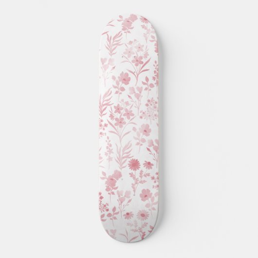 Skateboard Rose botanique Fleurs d'or Motif blanc (Recto)