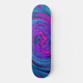 Skateboard Rose Chaud Froid, Violet et Bleu Abstrait Rétro (Recto)