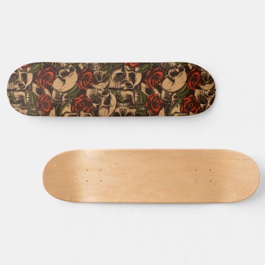 Skateboard Rose crâne Motif gothique Vintage (Horz)