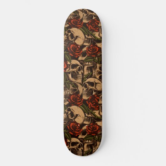 Skateboard Rose crâne Motif gothique Vintage (Recto)