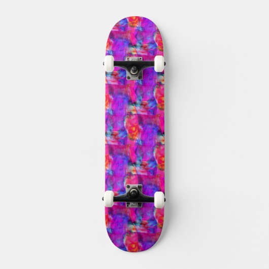 Skateboard Rose d'art, bleu, arrière - plan rouge de texture (Recto)