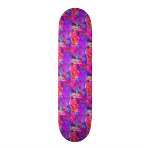 Skateboard Rose d'art, bleu, arrière - plan rouge de texture
