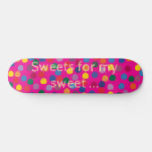Skateboard rose, dots colorés, sweet (Horz)