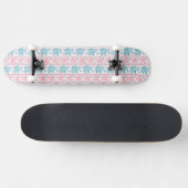Skateboard Rose et motif ethnique turquoise d'éléphant (Horz)