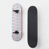 Skateboard Rose et motif ethnique turquoise d'éléphant (Recto)