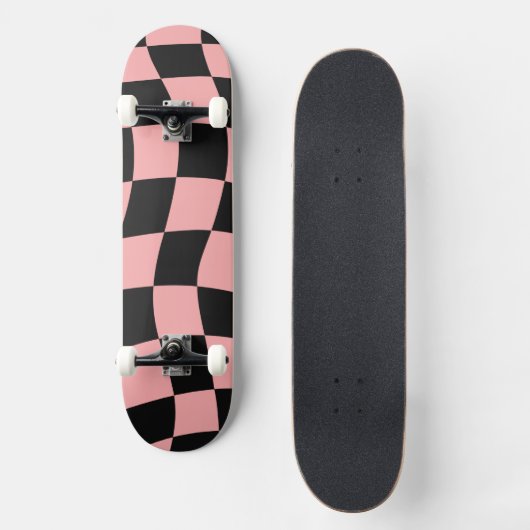Skateboard Rose et Noir à Carreaux (Recto)