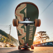Skateboard Rose Et Vert Abstrait Moderne Rétro Tourbillon De
