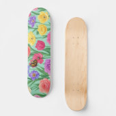 Skateboard Rose florale colorée/printemps (Recto)