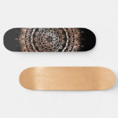 Skateboard Rose Gold Black Floral Mandala (Horz)