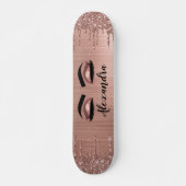 Skateboard Rose Gold Glitter Sparkle Eyelashes Monogram (Devant)