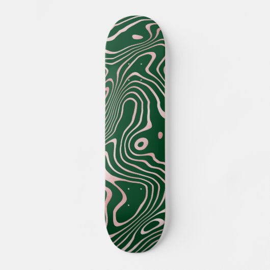 Skateboard Rose Gold liquid swirl Abstract Green Design (Recto)