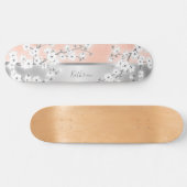 Skateboard Rose Gold Parties scintillant cerise fleurs Monogr (Horz)