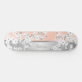 Skateboard Rose Gold Parties scintillant cerise fleurs Monogr (Horz)