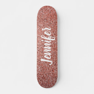 Skateboard Rose Gold Pink Faux Glitter Personalized