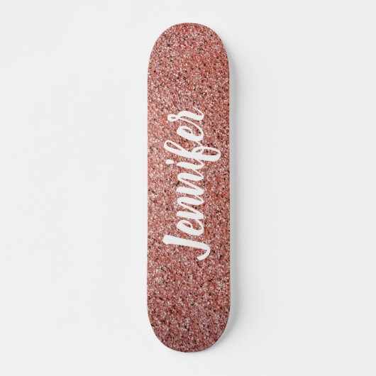 Skateboard Rose Gold Pink Faux Glitter Personalized (Devant)