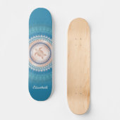 Skateboard Rose Gold Turquoise Turtle Mandala (Recto)