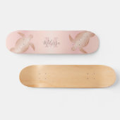 Skateboard Rose Gold Turtle Blush Abpricot Monogram Tropical (Horz)