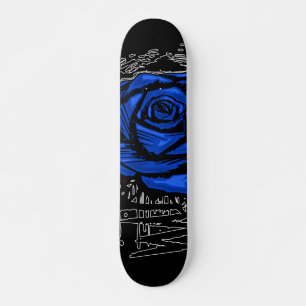 Skateboard Rose Graffiti Bleu Rugueux • Art de Rue Urbain