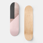 Skateboard Rose moderne Gold Noir Blush rose Géométrique (Recto)