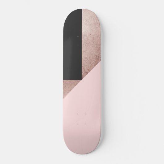 Skateboard Rose moderne Gold Noir Blush rose Géométrique (Recto)