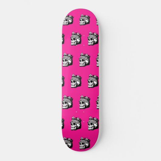 Skateboard rose Motif crâne et couronne (Recto)