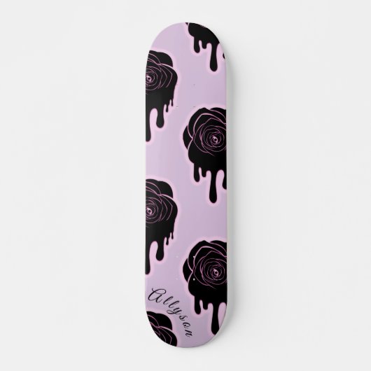 Skateboard Rose noir goutte et les filles Nom Fille rose (Devant)