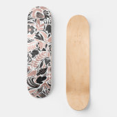 Skateboard Rose or noir feuille florale Motif d'illustration (Recto)
