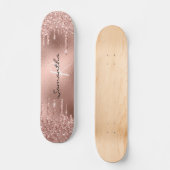 Skateboard Rose or Parties scintillant à huile Monogramme Jol (Recto)