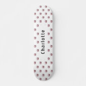 Skateboard Rose or rose couronne blanche (Devant)