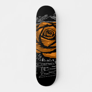 Skateboard Rose orange graffiti art robuste • Rue urbaine