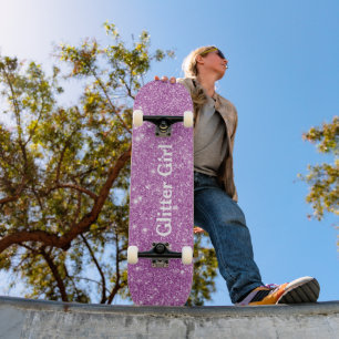 Skateboard Rose Pink Glitter Girl Montre Votre Glamour Étince