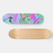 Skateboard Rose Rétro et Art Liquide Bleu Clair sur Hydrangea (Horz)