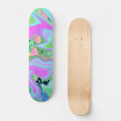 Skateboard Rose Rétro et Art Liquide Bleu Clair sur Hydrangea (Recto)