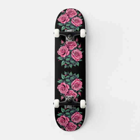 Skateboard Rose rose Fleurs mignonnes (Recto)