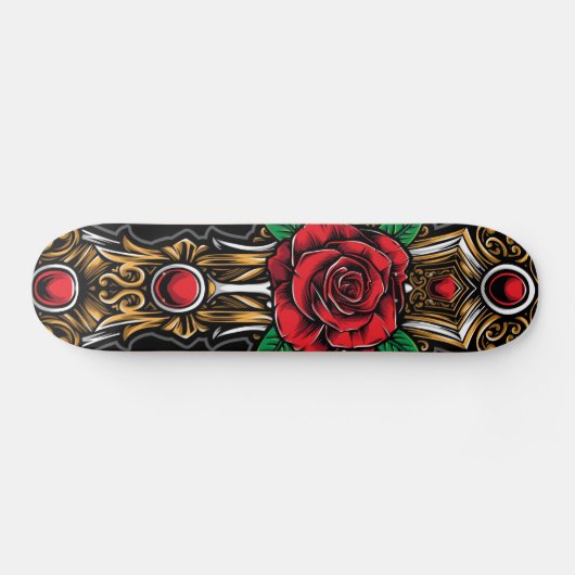 Skateboard Rose rouge et rubys (Horz)