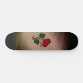 Skateboard Rose rouge sur noir avec nom (Horz)
