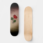 Skateboard Rose rouge sur noir avec nom (Recto)