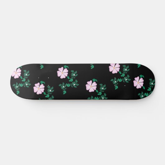 Skateboard Rose sauvage - Motif floral sur Arrière - plan noi (Horz)