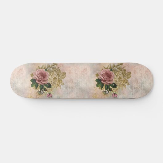 Skateboard Rose Steampunk | Pink and Gold Sophisticated (Horz)