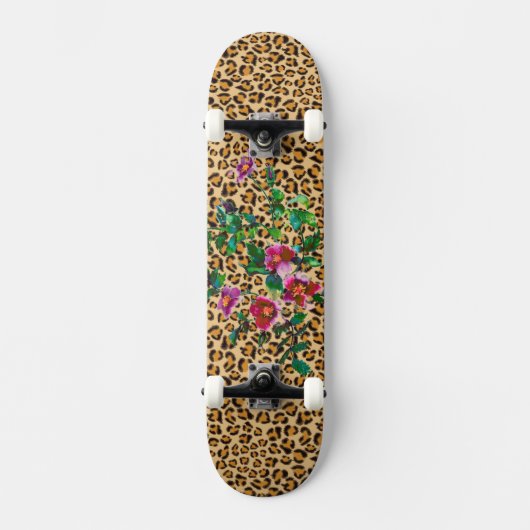 SKATEBOARD ROSE VINTAGE - EMPREINTE DE LÉOPARD (Recto)